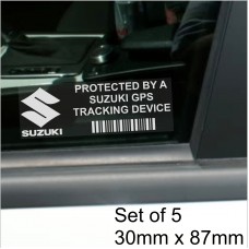 5 x Suzuki GPS Tracking Device Security WINDOW Stickers 87x30mm-Jimny,Alto,Swift,Ignis-Car,Van Alarm Tracker